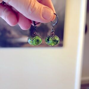 Antique green dangle earrings